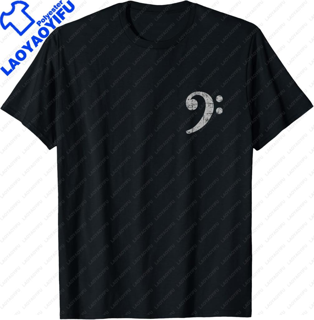 Bass Clef (Vintage Gray Left) Bassist Bass Player Tshirt Music Lovers Custom Printed Unisexs Tshirt Unisex Summer Soft Tops