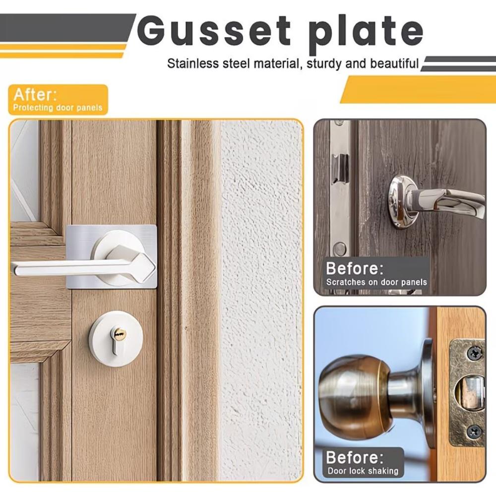 2PCS Door Lock Repair Plate Stainless Steel Circular Lock Fixing Plate Hinge Door Handle Installation Reinforcer Accessories