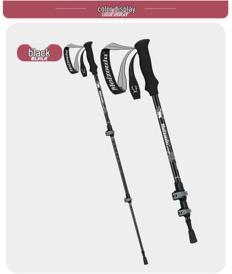 3-Section Telescopic Aluminum Trekking Poles: Multifunctional Hiking and Climbing Cane.