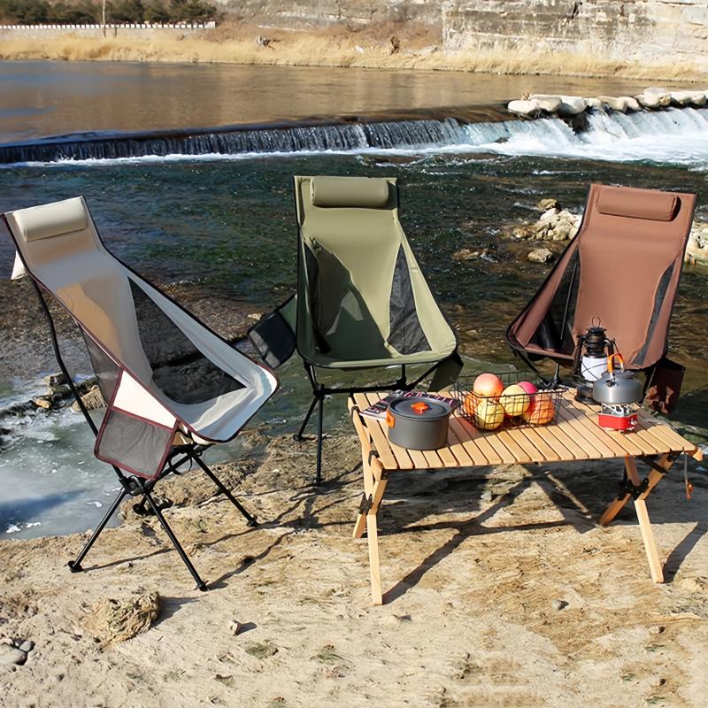 Přenosná skládací židle Moon Chair Outdoor Camping Hliníková slitina Rybářská židle Plážová taška na piknikový pohár Ultralehká skládací cestovní židle