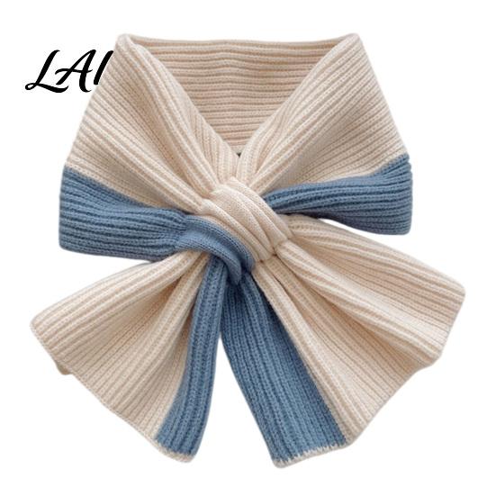 Stylish Retro Neck Scarf for Dates Knitted Warmer Women Winter Cold Weather Windproof Gaiter Autumn Fashion Accessory Contrast Color Shawl