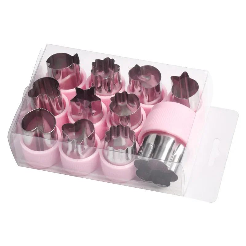 3/12Pcs Star Heart Shape Vegetables Cutter Plastic Handle Portable Cook Tools Stainless Steel Fruit Cutting Die Kitchen Gadgets