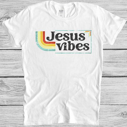 Jesus Vibes Good Christian 70s Retro Meme Funny Gift Tee T Shirt M1203 S