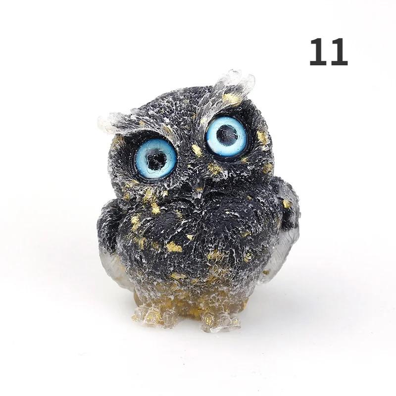 1PCS Crystal Stone Owl Animal Crafts Hand Made Small Figurines DIY Resin Table Decor Home Decor Girls Gifts