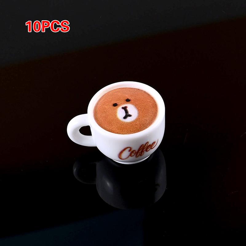 10Pcs Dollhouse Diy Accessories Resin Kawaii Simulation Mini Coffee Cup For Miniature Kitchen Craft Food Toy