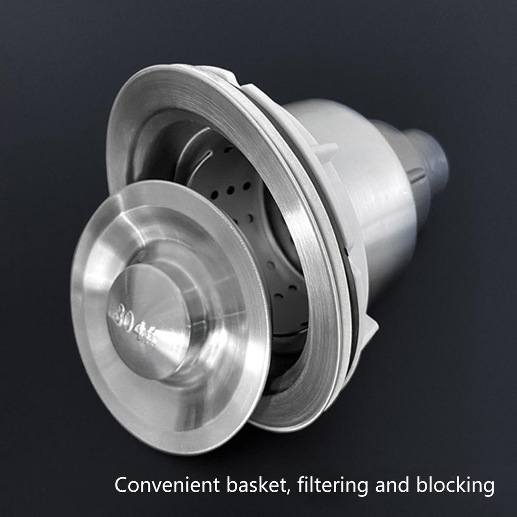 Easy Install Steel Sink Drain with Removable Basket Versatile Steel Kitchen Sink Drain set for Standard Kitchen Sinks