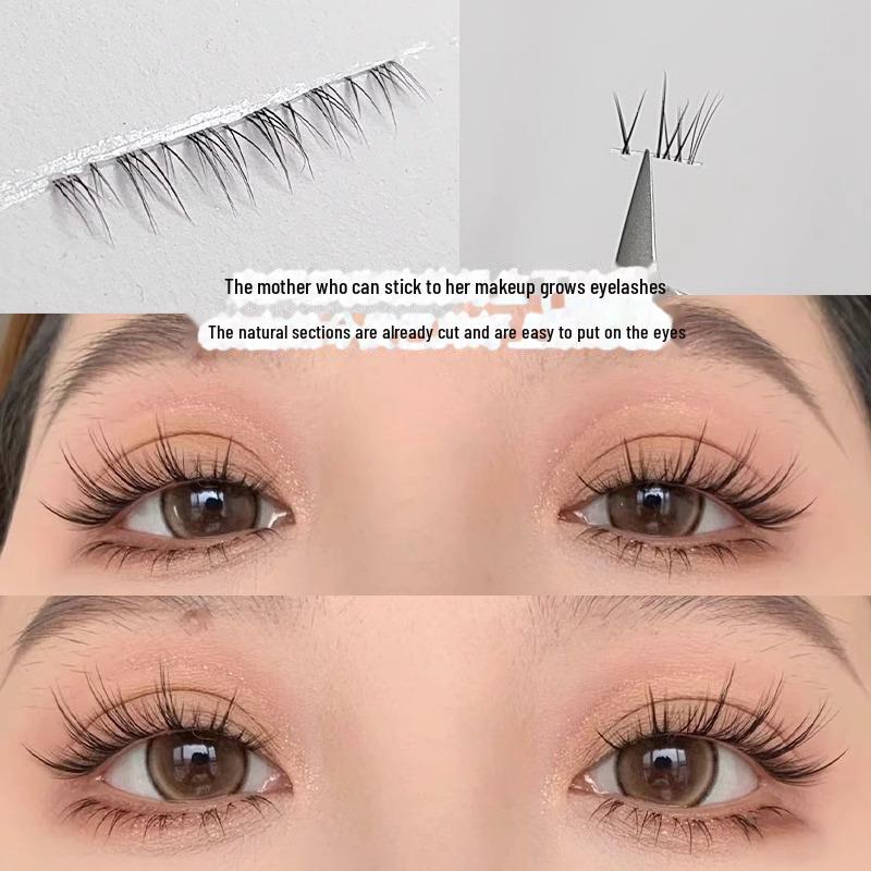 Jimei J09 Segmented False Eyelashes - Transparent Stem, Lightweight, Airy Lily Design