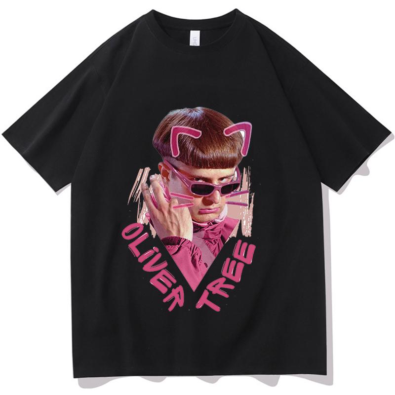 Oliver Tree Druck Baumwolle T-Shirts 2026 Retro Pop Konzert Unisex Unisex Fans T-Shirts Musikfan Geschenk Kurzarm Ästhetisch Harajuku Oberteile