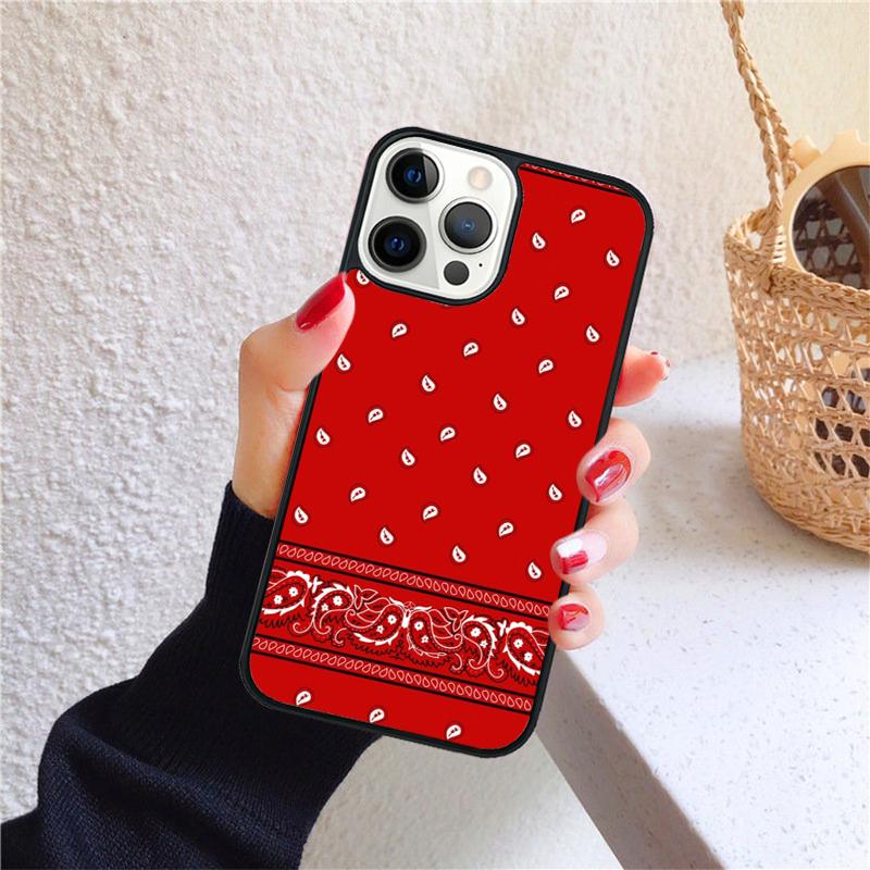 Red Bandana Paisley Phone Case for iPhone 17 Air 16 Coque 15 14 12 13 PLUS 11 PRO MAX Back Cover Fundas Shell