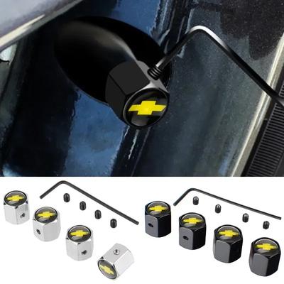 New 4Pcs Car Wheel Tire Valve Caps Refit Accessories For Silverado Impala Malibu Equinox Cruze Camaro Cavalier Blazer