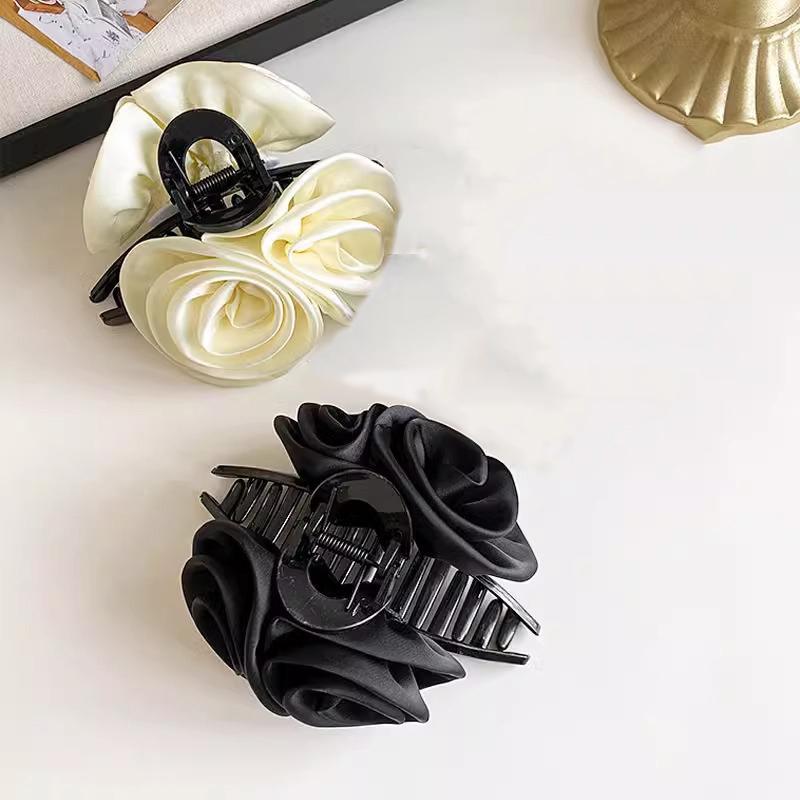 Retro Solid Fabric Rose Hair Clip for women Elegant Shark Clip Girls Hair claw Hair accessories