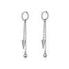 2pcs/set Black Or Silvery Unisex Punk Stainless Steel Cross Cone Feather Chain Pendant Hoop Earrings Ear Stud Jewelry Set