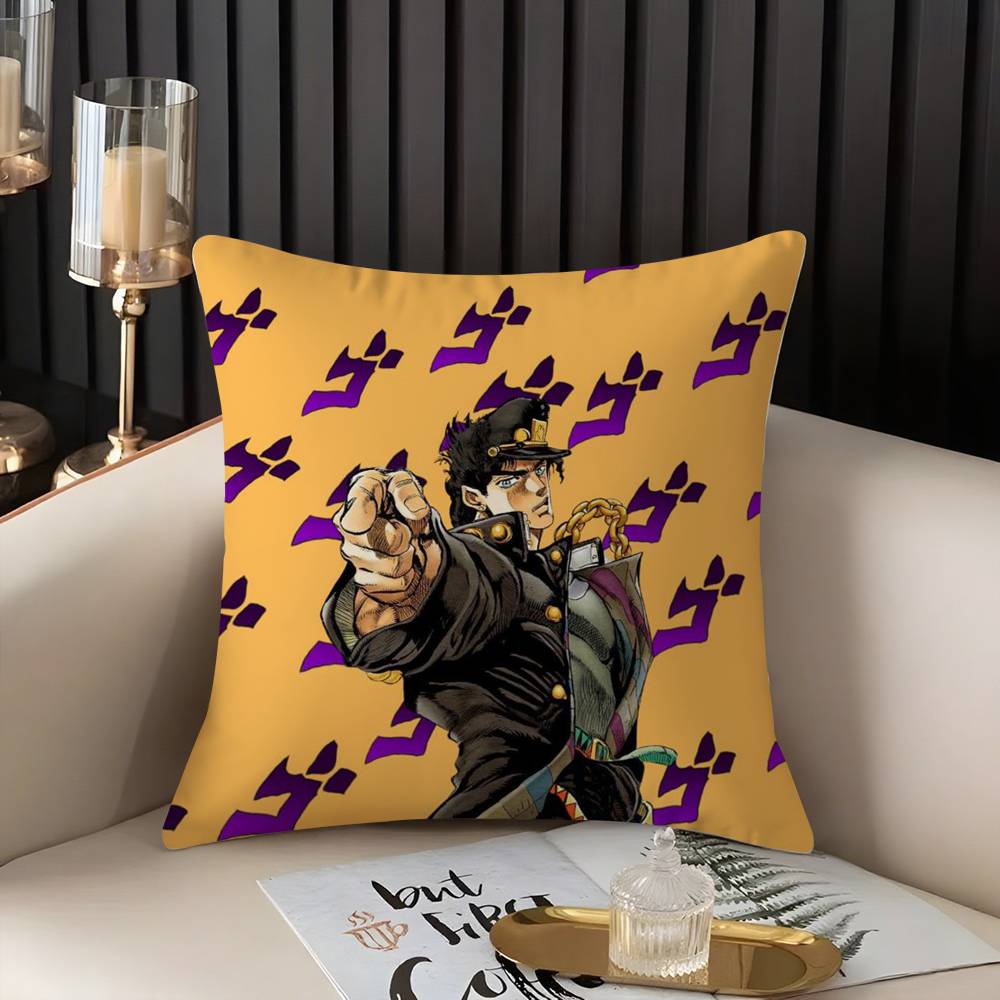 J-JoJo B-Bizarre Adventure Pillow Case Home Dorm Chair Back Short Plush Double-sided Printing Office Nap Time Cushion Cover