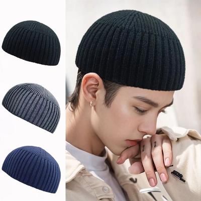 Cappello in Maglia Monocolore da Strada Senza Visiera Caldo Vintage a Cupola Elastico Outdoor Cappello Melone Beanie