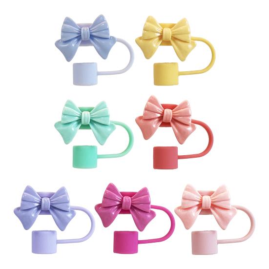 Silicone Bow-Tie Straw Cap for Stanley Tumblers Reusable Straw Tips Lid Protectors Dust-Free Cup Accessories for 10mm Diameter Straws
