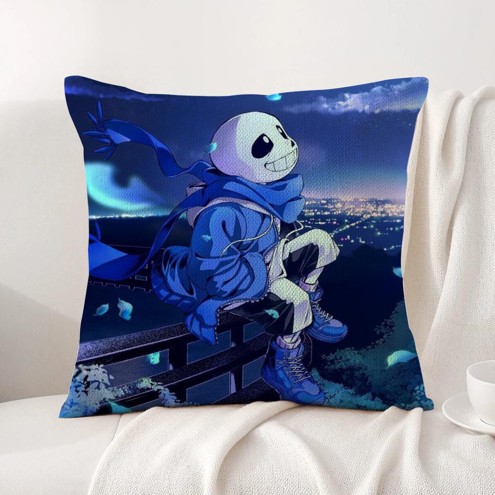 Game U-Undertale Cushion Cover Summer Coolness Linen Fabric Double-Sided Printing Pillow Case Sofa Home Decor Gift