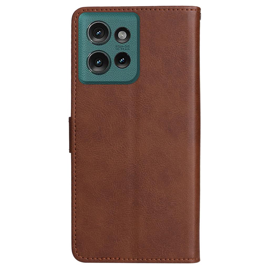 For Motorola Edge 50 5G Case Solid Color Leather Mobile Cover Wallet Stand with Strap