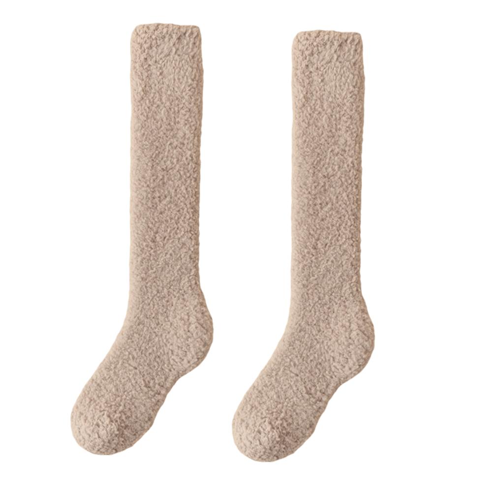 Coral Fleece Knee High Socks Thickened Coral Fleece Socks New Fuzzy Long Socks Home Lounging