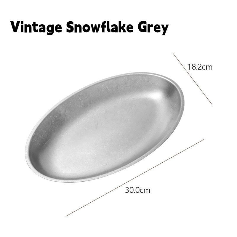 Korean Style Stainless Steel Dining Plate,Oval Plate,Dessert Flat Bottom Elliptical Plate,Extra Thick Barbecue Plate,Fruit Tray,