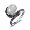 Snake Shaped Vintage Ring Natural Labradorite Ring 10*12MM Turquoise Moonstone Retro Gift for Women Men Fine Jewelry