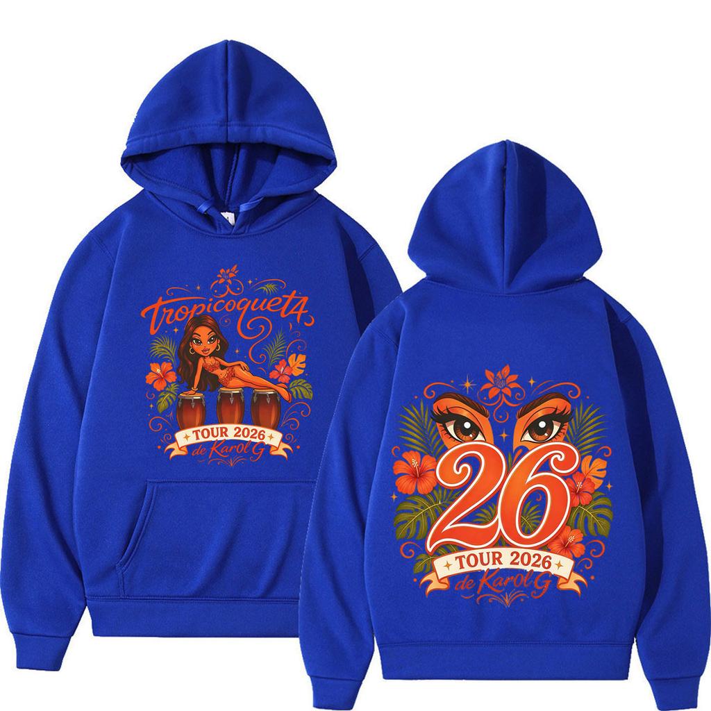 Karol G Viajando Por El Mundo Tropitour 2026 Graphics Hoodie Men Women Fashion Pullover Winter Loose Casual Oversized Sweatshirt