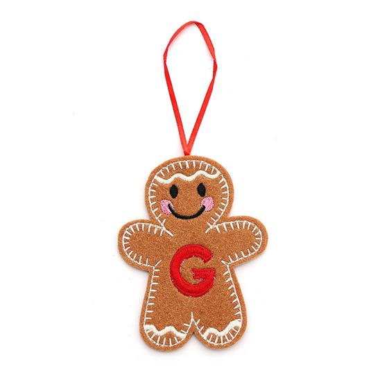 Gingerbread Man Ornaments Initial Alphabet Monogram Gingerbread Hanging Ornament Family Name Letter Xmas Tree Decor