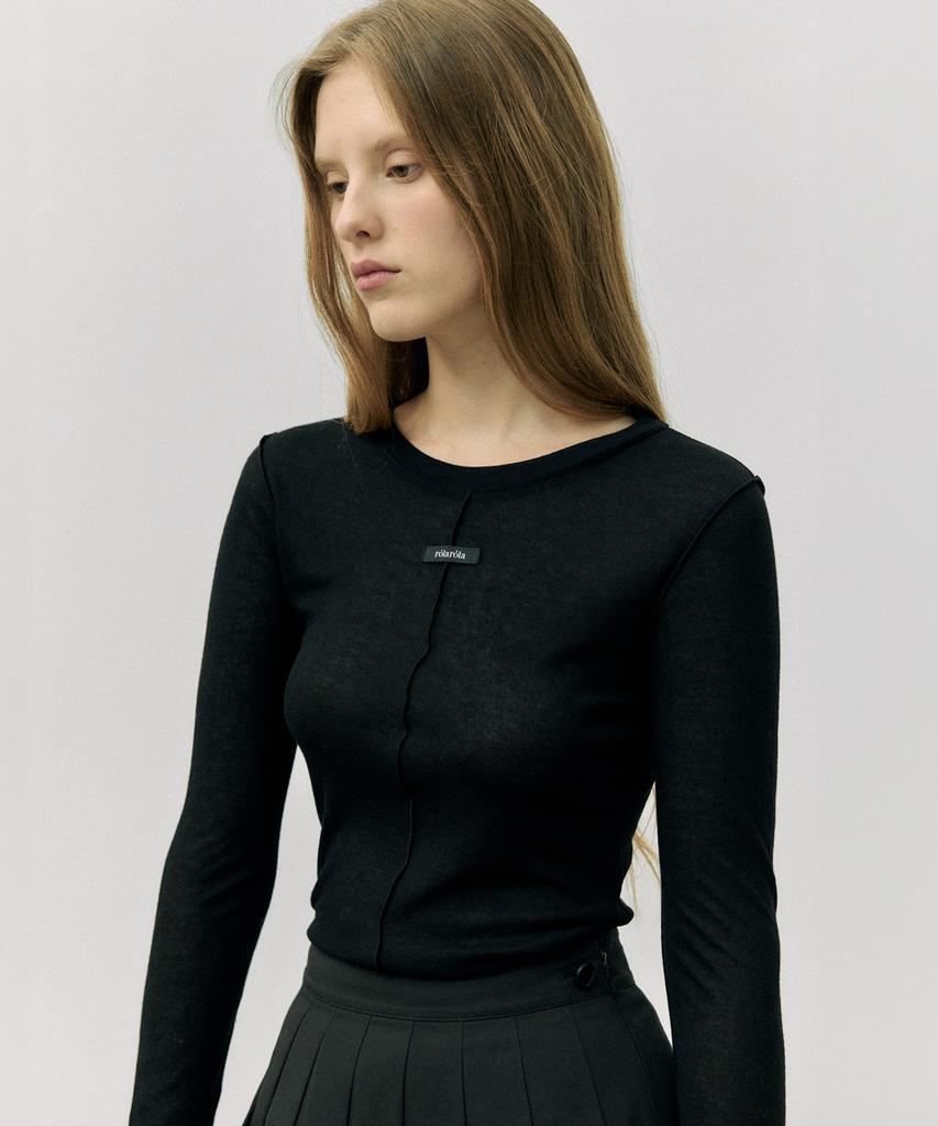 ROLAROLA Stitch Round Neck T-Shirt Black