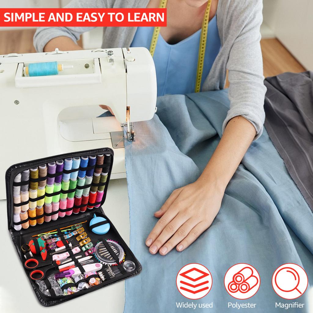 229Pcs Needle and Thread Kit Sewing Supplies Accessories with Needles Thread Scissors Measure Tape and More for Home Work Travel