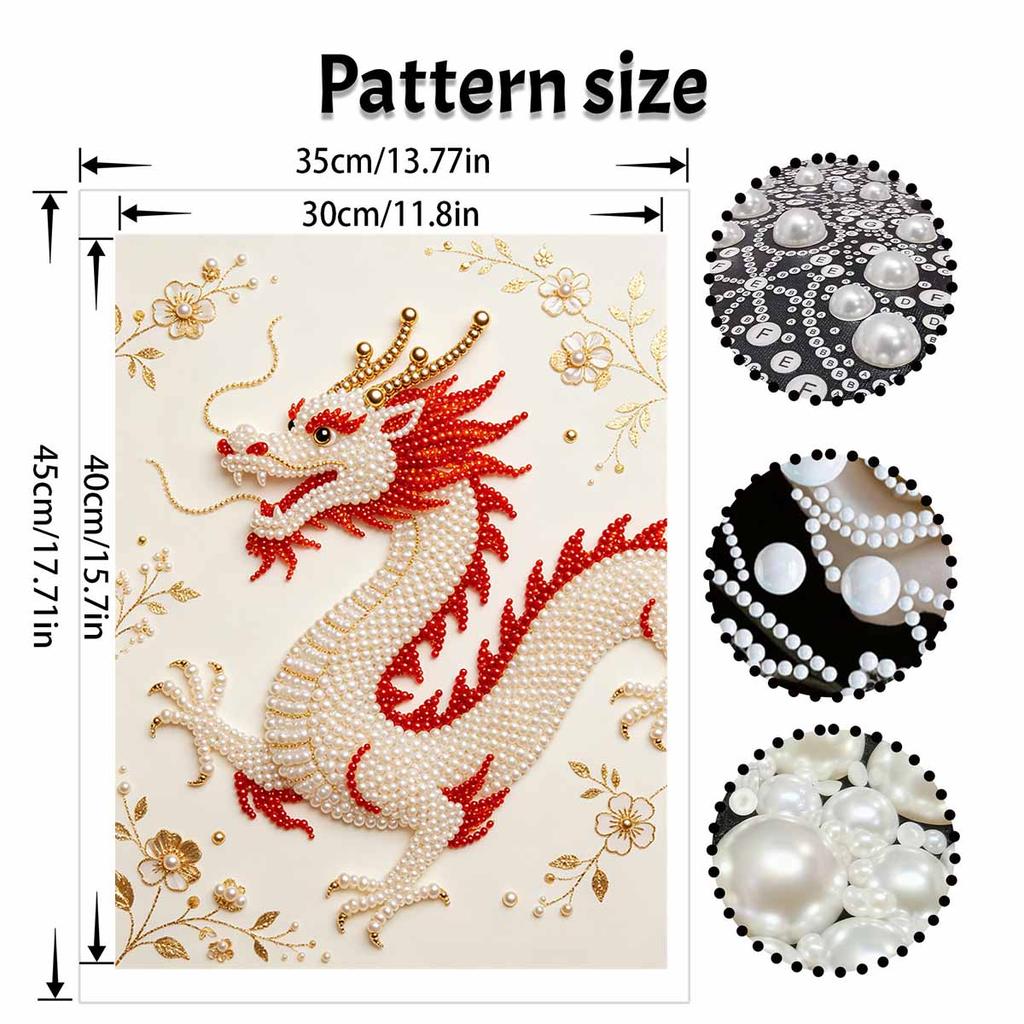 Kit Perla del Drago 5D Fai da Te con Strass Rotondi Artigianato Artistico per Adulti Decorazione Murale per la Casa Design Senza Cornice Adatto ai Principianti