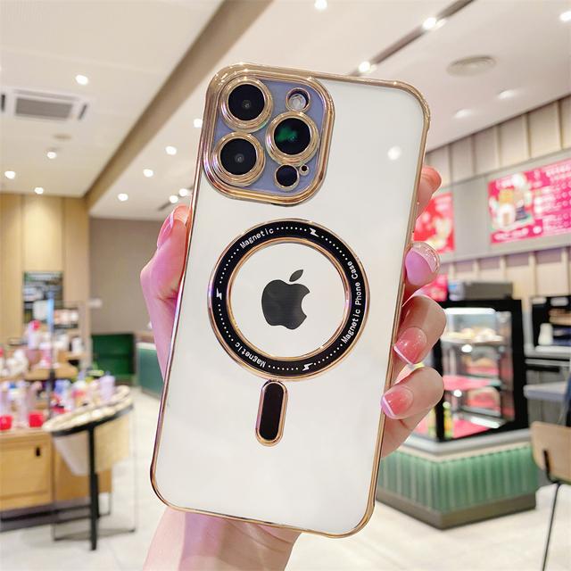 Luxury Classic Plating Magnetic For Magsafe Wireless Charging Case For Iphone 14 13 12 11 Pro Max Plus Shockproof Bumper Cover