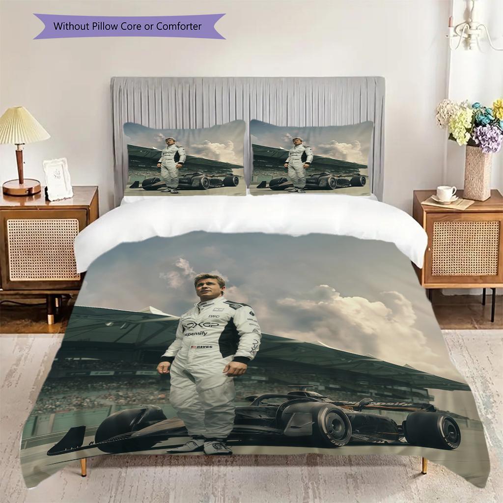 Brad Pitt's F1 Thrill Ride Enthüllt Dreiteiliges Set 1 Bettbezug 2 Kissenbezüge Ohne Füllung Bettbezug Und Kissenbezüge