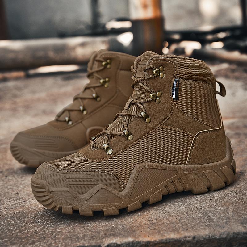 Men's Plus Size Mid-Top Tactical Hiking Boots - Outdoor Military Desert Field Boots