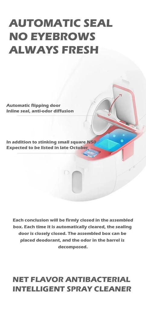 New MAX-2 Self-cleaning Cat Litter Toilet, Sand Proof and Leak Proof Enclosed Cat Toilet, Intelligent Remote Control