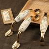 Zinc Zinc Zinc Alloy Gold Kitchen Cabinet Handle Light Luxury Ceramic Drawer Pulls  Wardrobe