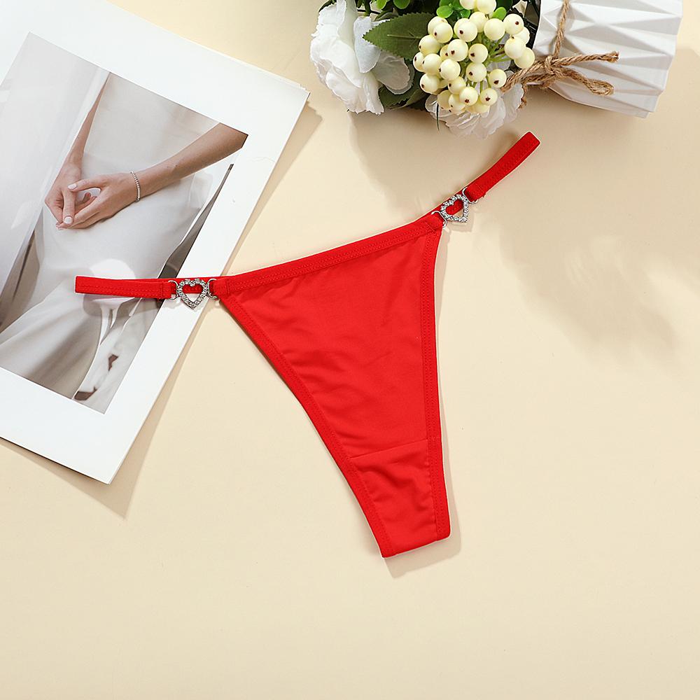 Women Sexy Thongs Low Rise Ladies G-string Heart Decoration Erotic Intimate Lingerie T-Back New Fashion Thongs Crotch Panties