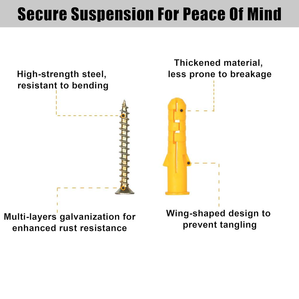 Plastic Wall Anchors and Screws Assortment Kit 230PCS, 115 Plastic Drywall Anchors and 115 Philips Flat Head Screws, 5 Sizes Galvanized Screws