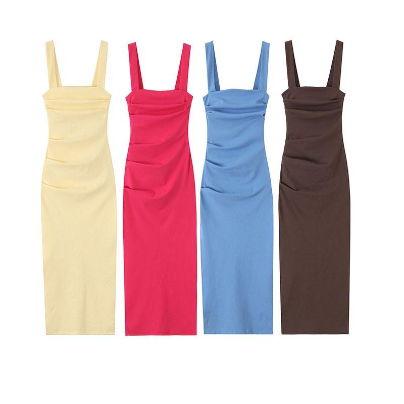 Kaslead New Women clothes Western Style Fashion Slim fit Pleated Midi Dress 3641848