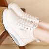 Women's Black Sneakers Height Increase White Leather Boots Platform Casual High Top Thick Sole Elevator Shake Shoes for Students