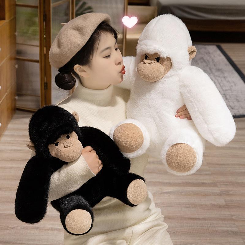 Bai Fen Bai Dolls And Toys Boys Black/White Orangutan Little Monkey Doll Plush Toy Gorilla Doll Children Soothing Rag Doll Birthday Gift