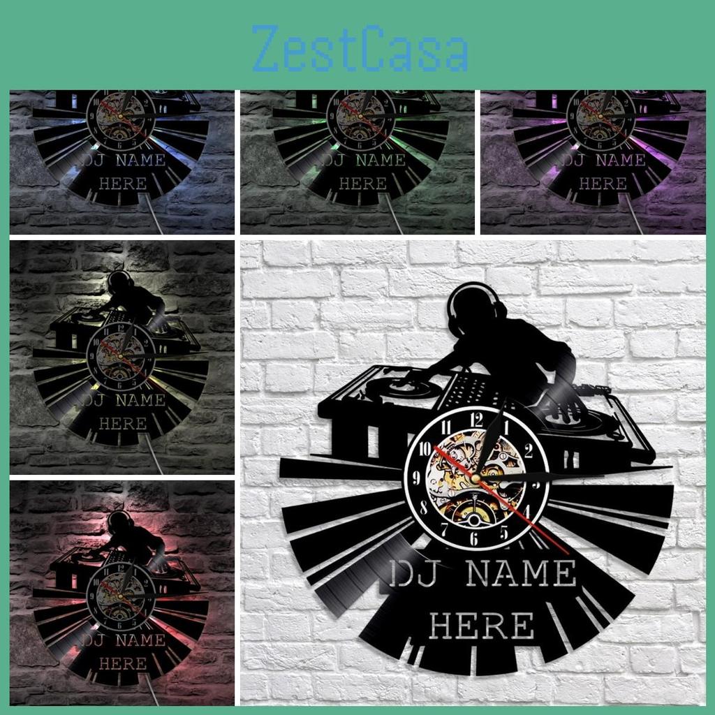 Vintage Vinyl Record Wall Clock With Led Light Backlight Handmade 3d Hollow Geometric Design