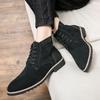 Brand Cow Suede Leather Men's Boots Men Business Casual High Top Leather Shoes Autumn Winter with Fur Oxfords For Men