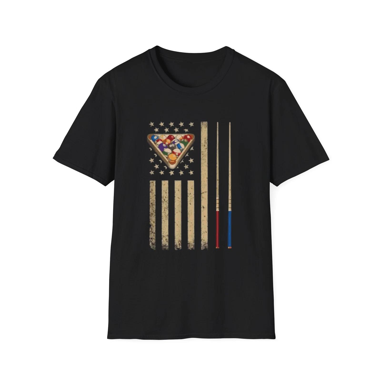 Billiards Balls USA Flag T-Shirt L