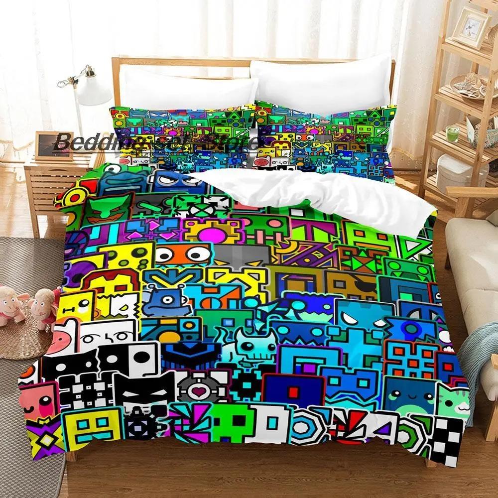 Dusmīgs Geometry Dash Gultasveļas Komplekts Vienvietīgs