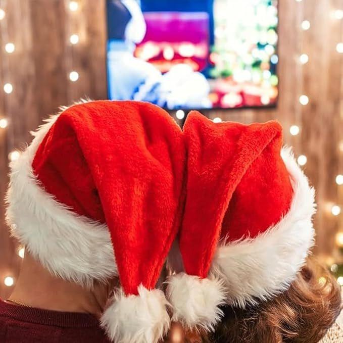 Unisex Santa Cap for Adults Soft Comfortable Plush Fur Santa Hat | Christmas Party Supplies Decoration | Santa Claus Cap for Christmas Celebration