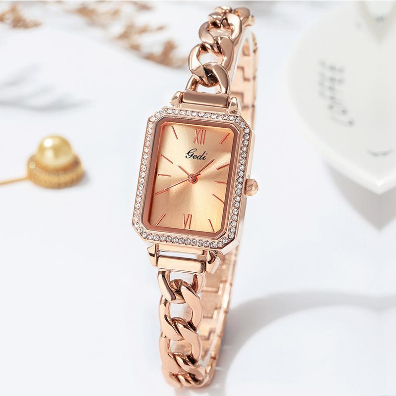 Luxury Rhinestone Denim Belt Bracelet Watch Women'S Niche Temperament Steel Belt Square Quartz Waterproof Watch