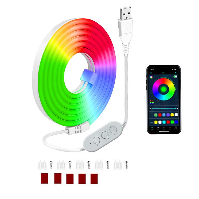 USB Dreamcolor Neon Light Strip: Running Water Silicone, Bluetooth Music Sync, DIY E-sports Lighting.