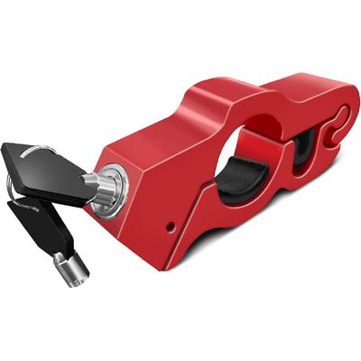 Turbo Motorcycle Lock (Red) - Anti-Theft Motorcycle Brake Lock w/Rubber Grips, Adjustable Sliders - CNC Aluminum Handlebar Scooter Lock - Lightweight