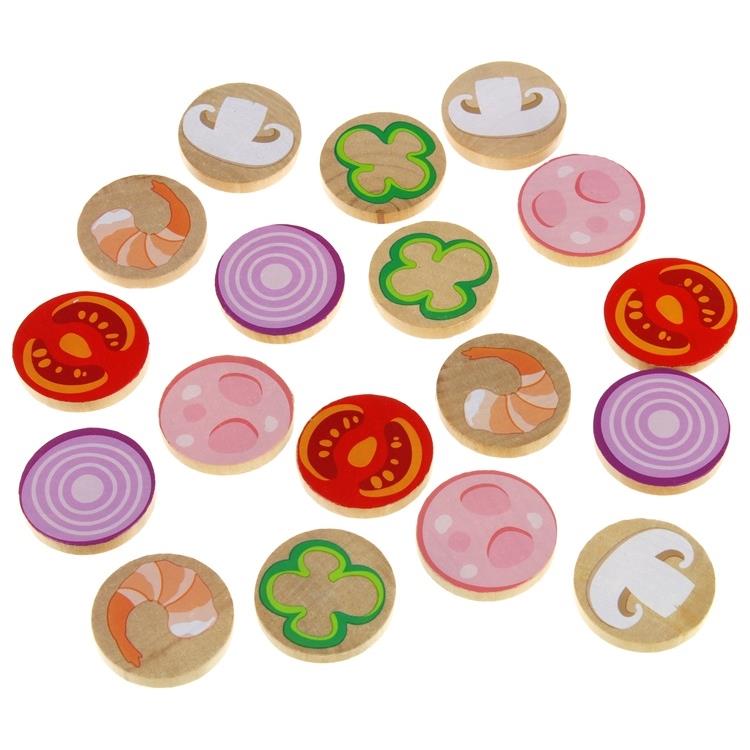 Wooden Pizza Cutter Toy Set with Tray Accessories