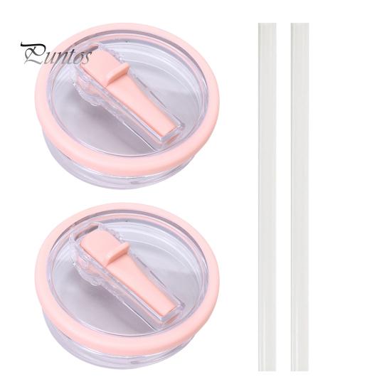2Pcs 40 Oz Tumbler Flip Straw Lid Replacement Leak-Proof Spill Resistant Lids BPA-Free Reusable Cover for Cup