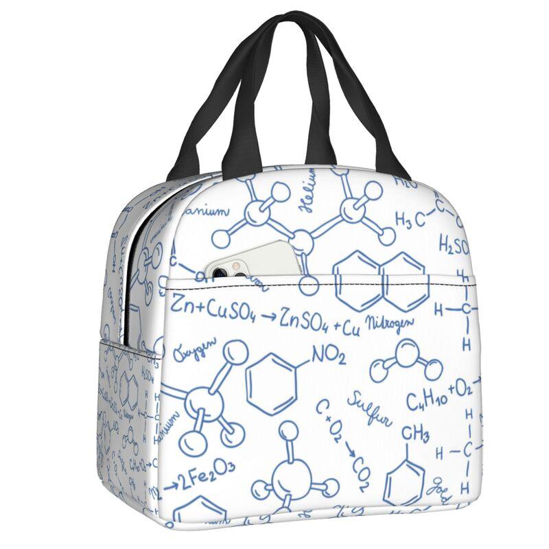 Science Chemistry Pattern Portable Lunch Box for Chemical Lab Tech Thermal Cooler Food Insulated Lunch Bag Kids School Children